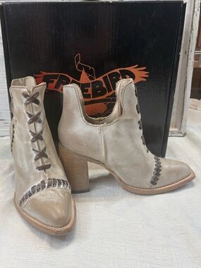 Freebird by Steven Jameson Leather Booties, Size 8 (Fits 7–7.5), Box & Dust Bags